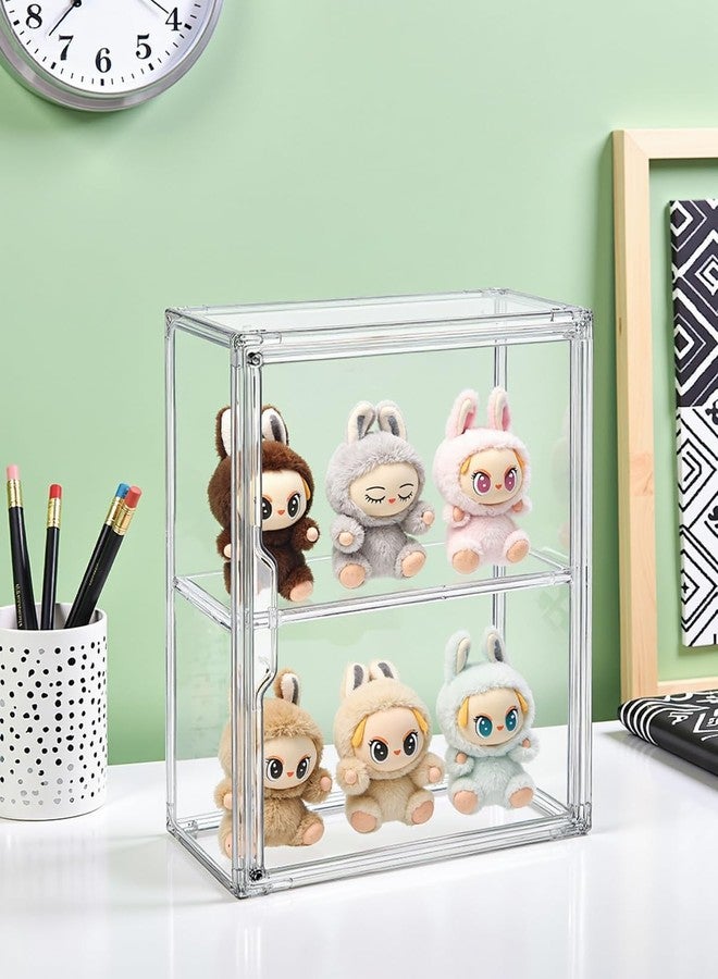 LETGO Acrylic Display Case for Collectibles,Clear Display Case with 3 Adjustable Layers 1 Removable Divider,Display Case Compatible with Labubu POP MART Doll,Home Office Cosmetic Acrylic Box (L-1Pack-2Tier) - Image 4